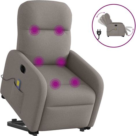 Elektrischer Massagesessel mit Aufstehhilfe Taupe Stoff