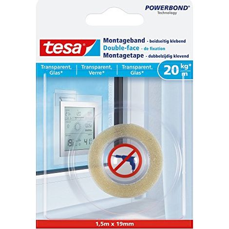 Nastro adesivo biadesivo trasparente Tesa 19 mm x 1,5 m (1/4)