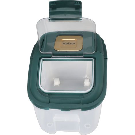 Reisaufbewahrungsbox, transparenter Deckel, insektensicher, großes Fassungsvermögen, perfekter Verschluss, Lebensmittelbehälter für Zuhause, grün, 5 kg (1/5)