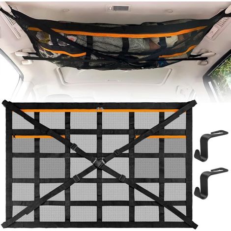 Filet de rangement pour toit de voiture 90x65cm – Maille polyester durable – Installation facile et sécurisée – Compatible SUV et camionnettes