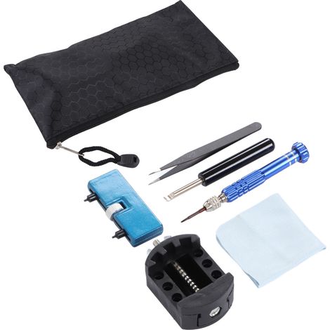 Kit de réparation de montres professionnel - Ouvre-boîtier, outil de remplacement de pile, démontage du fond et réglage (1/5)