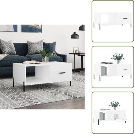 Table basse blanc 90x50x40 cm bois d'ingénierie - Table Basse Blanche - Meuble Salon - Table D'appoint - Table Côté Canapé - Rangement Intégré (1/5)