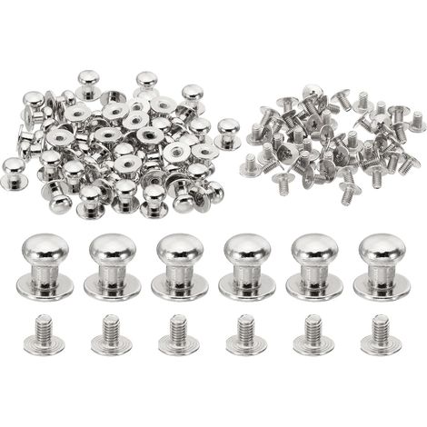 50 Ensembles Clous de 8mm pour Vêtements Clous à Vis Ton Argenté (1/5)