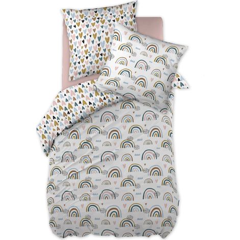 Housse de couette 200x200 + 2 taies d100% coton Arcoeur (1/4)