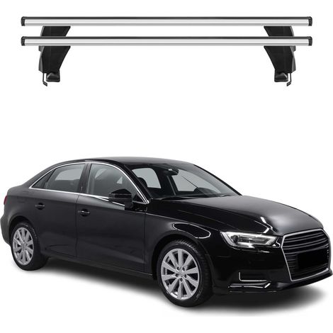 OMAC Dachträger Querträger Alu für Audi A3 8V Limo 2013-2020 – Abschließbar – T-Nut – City-Crash-getestet – Max. 50 kg Silber (1/5)
