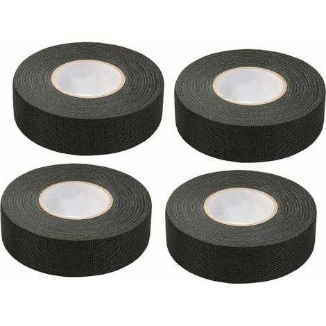 4 Pièces de Ruban Adhésif Auto Noir (1.5 cm x 15 m) - Ruban Chiffon pour Voiture, Résistant à Haute Température, Utilisation en Automobile et Câblage (1/4)