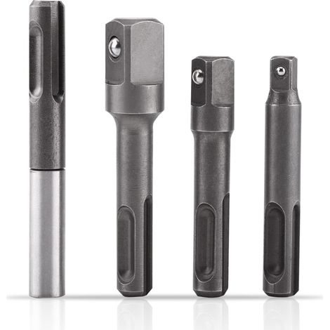 4pcs hexagonale à douille carrée, adaptateur de rallonge de puissance, adaptateurs de tournevis à douille pour perceuses SDS Plus 1/4", 3/8", 1/2" (1/5)