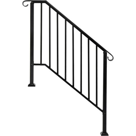 Artisasset Matte Black Iron Handrail for Outdoor Use - 3 Levels for Enhanced Safety and Style