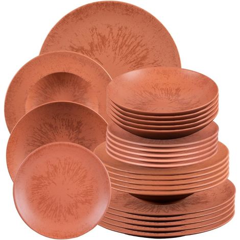 Table Passion - Service d'assiettes 24 pièces Onyx Terracotta (1/5)