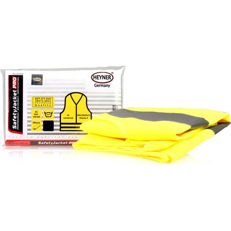 HEYNER® Warnweste mit Zertifikat Leuchtend Gelb XL Reflektorweste Atmungsaktiv Geprüft & Zertifiziert DIN EN 1150:1999 Universal Sicherheitsweste (1/5)