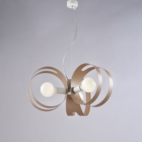 Peter Pendelleuchte Weiß/Taubengrau, lasergeschnitten, 3x E27, Ø48 cm – BL306-3-BT