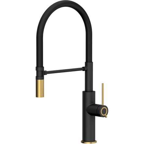 Quadron Gemma Küchenarmatur schwarz 500 mm goldene Oberflächenbehandlung