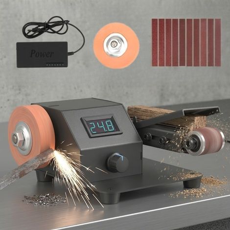 FLITI 150W Electric Belt Sander with Digital Display and Adjustable Speed, 220V DIY Polishing Tool for Wood and Metal (1/5)