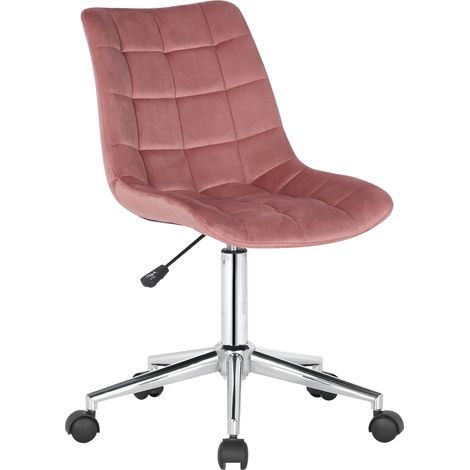 Chaise de bureau en velours rose sur roulettes design moderne hauteur réglable BUR10598