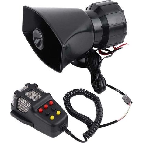 Elektronische Warnsirene für Auto und Motorrad mit Mikrofon 100W 12V 7 Töne,