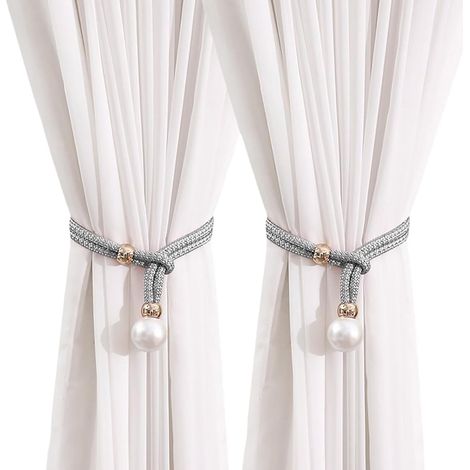 Embrasse De Rideau - Corde Réglable Flexible - Pour Maison Chambre Bureau - Lot De 2 Gris (1/5)
