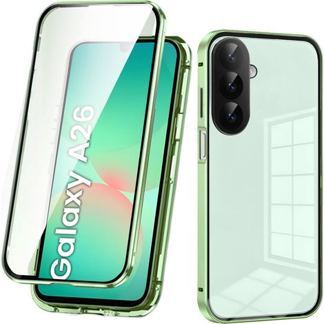 Custodia per Samsung Galaxy A26 5G, con doppio vetro magnetico, verde (1/5)