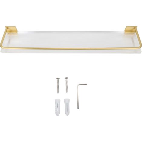Étagère flottante, dorée, support de rangement mural en aluminium et acrylique pour salle de bain et cuisine (1/5)