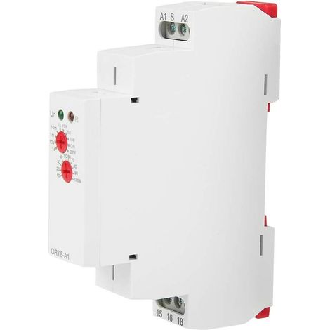 GRT8-A1 Einschaltverzögerungsrelais, Mini-DIN-Schienen-LED-Zeitverzögerungsrelais mit Einzelfunktion, 35 mm, Verzögerungszeit 0,1 s - 10 Tage, AC/DC 12 V - 240 V (50-60 Hz) (1/5)