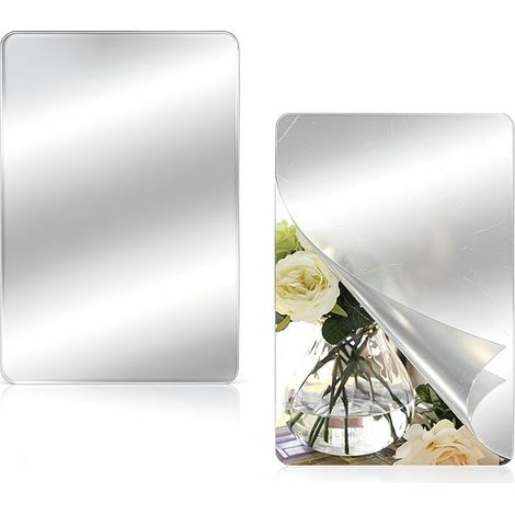 2 miroirs en acrylique 20 x 30 cm, miroirs autocollants à coller, carreaux de miroir flexibles autocollants, miroirs adhésifs pour murs, pour la maison, les appartements en location, l'école, la salle (1/5)
