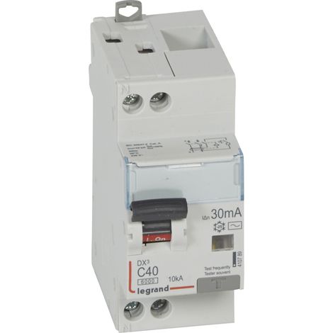 Legrand – Disjoncteur différentiel monobloc 40A – 10kA type AC – Tension 230V – Courbe C – Protection IP20 – Montage encastré