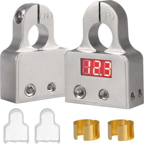 Schnellverschluss-Batterieklemmen für Autos, Wohnwagen, Paar Klemmenverbinder (Silber mit Voltmeter) (1/5)