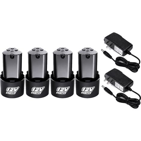 Batería recargable, capacidad de 3000 mAh, compatible con herramientas eléctricas, 4 baterías - 2 cargadores (1/2)
