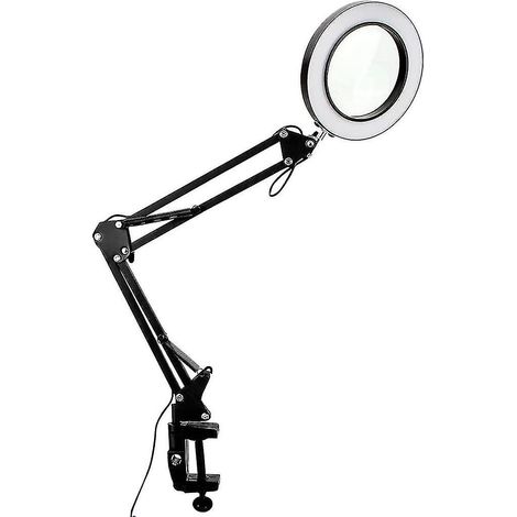 Loupe grossissante 10x avec lumière et 3 modes de couleur, lampe de bureau loupe à luminosité réglable sur 10 niveaux. (1/5)