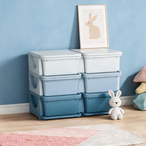 Organisateur 6 tiroirs avec assise en plastique bleu (1/5)