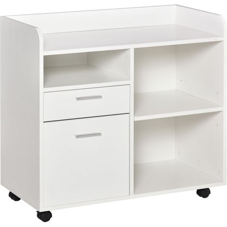Caisson bureau roulant 80x40x72 cm bois blanc