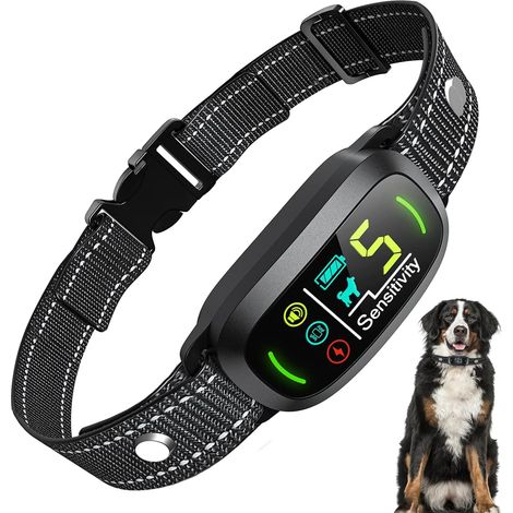 Collier Anti-Aboiement Chien Rechargeable, 4 Modes, 5 Niveaux de Sensibilité, Détection Intelligente, Étanche IP67 pour Petit Moyen Grand Chiens (1/5)