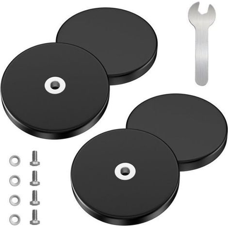Aimant - 43 mm - 8,5 kg - Filetage Interne M4 - Antidérapant Caoutchouc - 4 Pièces