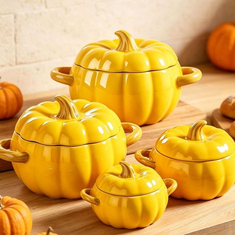 3PCS Cocotte Fonte Forme Citrouille,Cocotte 2,9L Citrouille Induction, Cocotte Fonte Émaillée Halloween Citrouille En Fonte,Four, Cuisson Homogène, Couvercle Étanche Mijotés Pain Maison