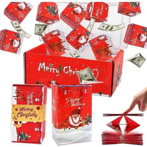 Coffret Surprise de Noël – Cadeau Surprise Père Noël Rouge, contient 12 boîtes explosives pliables, un sac cadeau sapin de Noël à faire soi-même pour les enfants, un cadeau pour les fêtes d'anniversai (1/5)