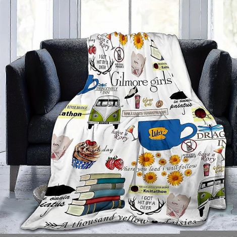 Couverture en peluche Gilmore Girls sur le thème de la gastronomie - Plaid en flanelle douce et confortable pour le canapé, le lit ou le bureau - Cadeau d'anniversaire idéal pour les fans - 130 x 150 (1/5)