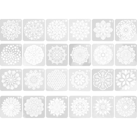24 modèles de pochoirs Mandala pour peinture DIY sur bois, pierre et meubles (1/5)