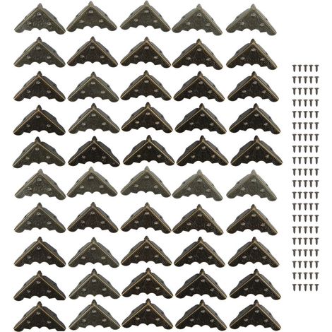 50 Pièces Protections d'Angles Métal Style Rétro, Haute Résistance pour Boîtes en Bois et Coffres, Large Application (1/5)