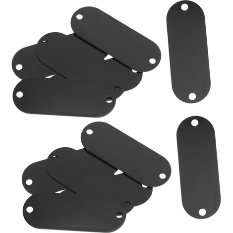 30 plaques ovales à graver, en alliage d'aluminium noir, double perforation, surface vierge pour (1/5)
