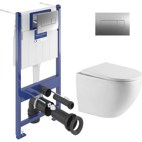 ViConnect Pro S Pack WC bâti Villeroy & Boch + WC Swiss Aqua Technologies + abattant SoftClose + plaque (VCNFUSIONTQ2SPCH) (1/5)