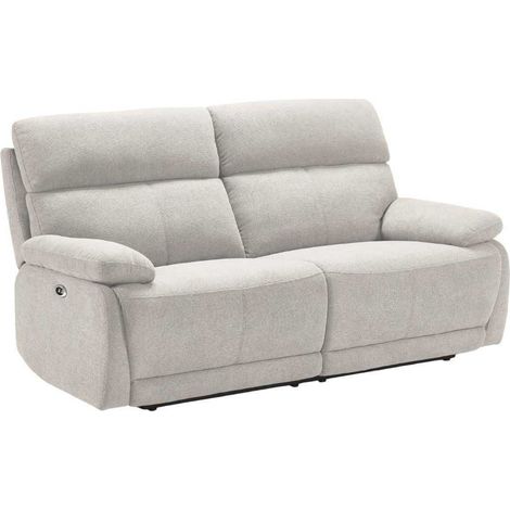 Canapé relax électrique 2,5 places tissu polyester gris clair - MIGUEL (1/5)