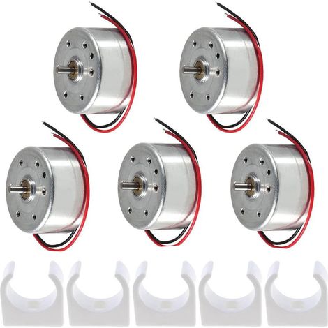 5Pcs 1.5V-3V-4.5V-6V-9V Mini DC Moteur Electrique,6500RPM avec support de moteur en plastique pour expérience de physique éducative bricolage
