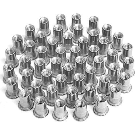100 pices crou Sertir M4 M5 M6 M8,crous de Rivet Insert Filet,crous Sertir en Acier Inoxydable,Utilis pour Rparer l\'artisanat de Dcoration de Meubles (1/4)