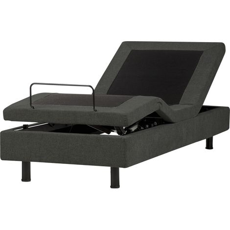 Cama articulada eléctrica moderna mando a distancia ajustable sin cabecero poliéster gris oscuro 80 x 200 cm Duke II