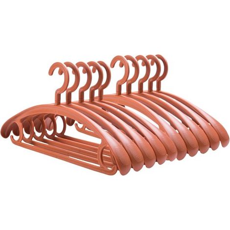 Set di 10 robuste grucce in plastica con spalla larga e gancio girevole. (1/5)
