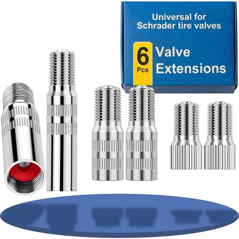6 Piezas Extensión de Válvula de Neumático, Neumático de Coche H62 Latón Niquelado, Adaptador de Válvula con Altura de 19 mm, 27 mm, 39 mm, Adaptador de Válvula de Válvula para Coches, Camiones, Motoc (1/5)