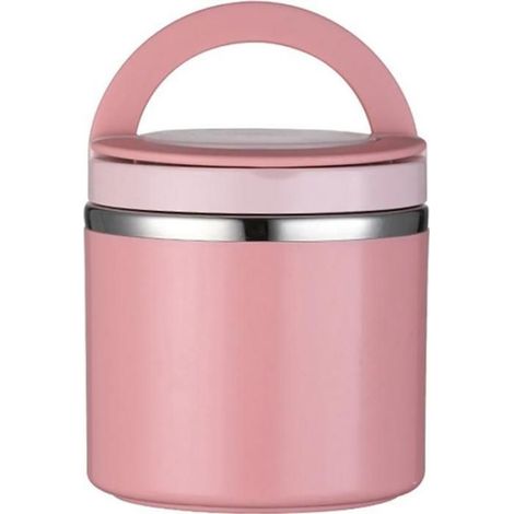 Récipient isotherme 1000ml avec poignée, chauffant acier inoxydable, boîte lunch/alimentaire, tasse/bol/thermos, rose (1/4)