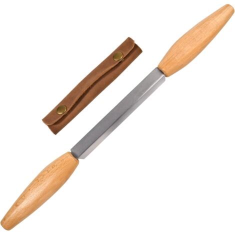 Couteau à bois Outil de menuiserie Outils de sculpture sur bois à lame droite Lame droite en acier au carbone SK5 avec étui en cuir Outil de sculpture et de taille sur pour le façonnage