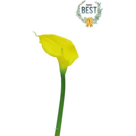 Arum calla artificiel, fleur touché réel, H 55 cm, Jaune - BEST - couleur: Jaune