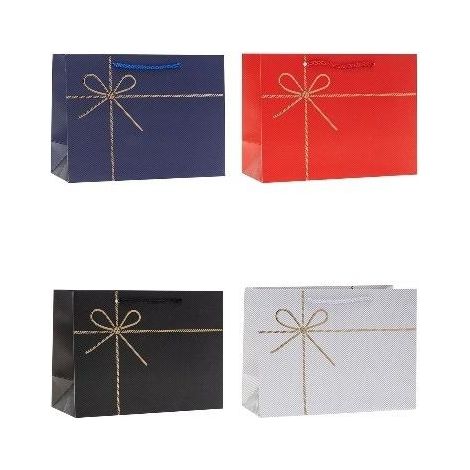 Borsa decorativa 32x26x10cm con stampa a caldo e motivo a rosette miste