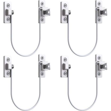 4pcs Entrebâilleur Fenêtre Porte Restricteur de Porte de Fenêtre Verrou UPVC Verrouillage de Limite Sécurité Câble Serrure de Limite Avec Clé et Vis (1/5)